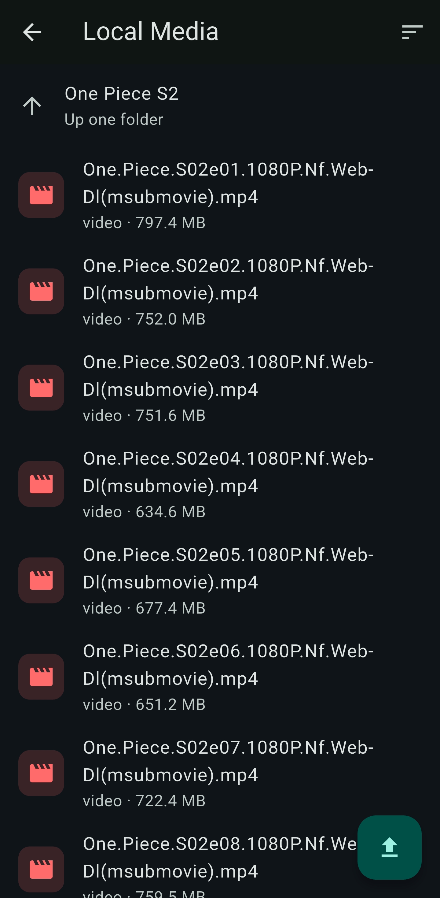 Browsing shared video files in the LAN Media app