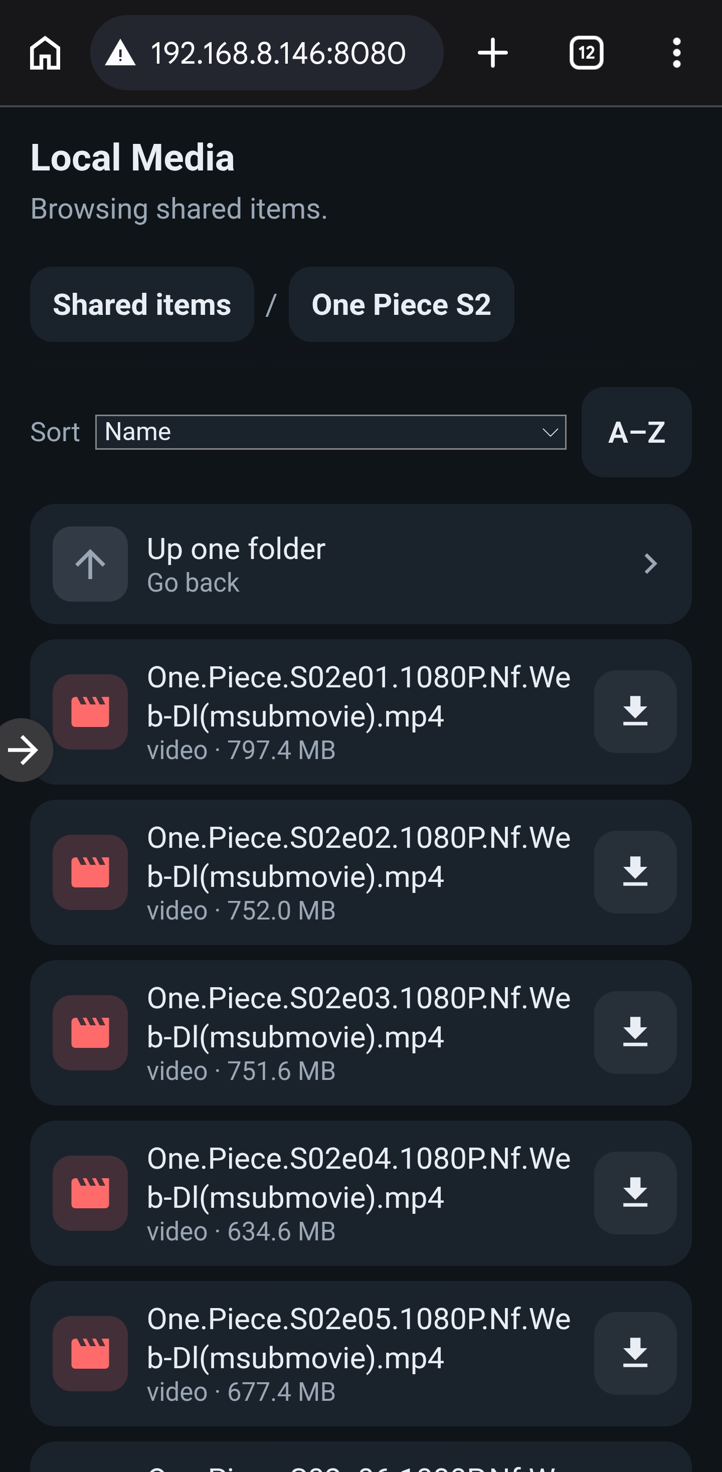 Browser access to shared files on the local network